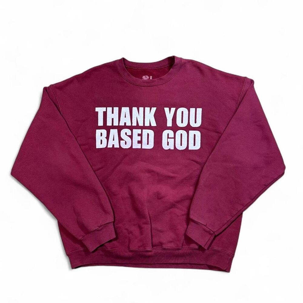 Lil b thank you based god screen printed on vintage heavyweight sweatshirt skate